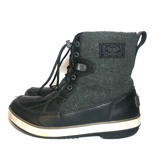 UGG Girls Size 4 Winter Boots Black Outdoor Sherpa Youth Snow Insulated Shoes - Picture 3 of 7